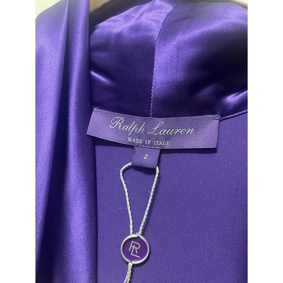 Ralph Lauren Collection Purple Label Silk Satin Blouse Plunge Shawl Collar XS S - Picture 5 of 6